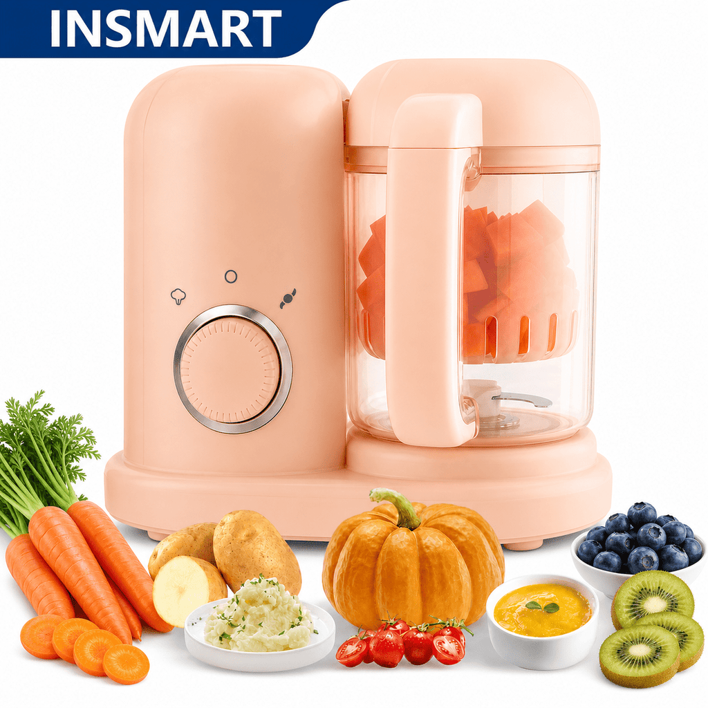 INSMART Baby Food Maker Steamer and Blender,4-in-1 Multifunctional Baby Food Processor with Steam Cooking,Micro-stirring,Defrosting,Heating,Auto Shut-Off,Tritan Material,Pink