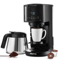 Gourmia 2-in-1 Coffee Maker, Single Serve Pod + 12 Cup Drip, K-Cup Compatible, Black