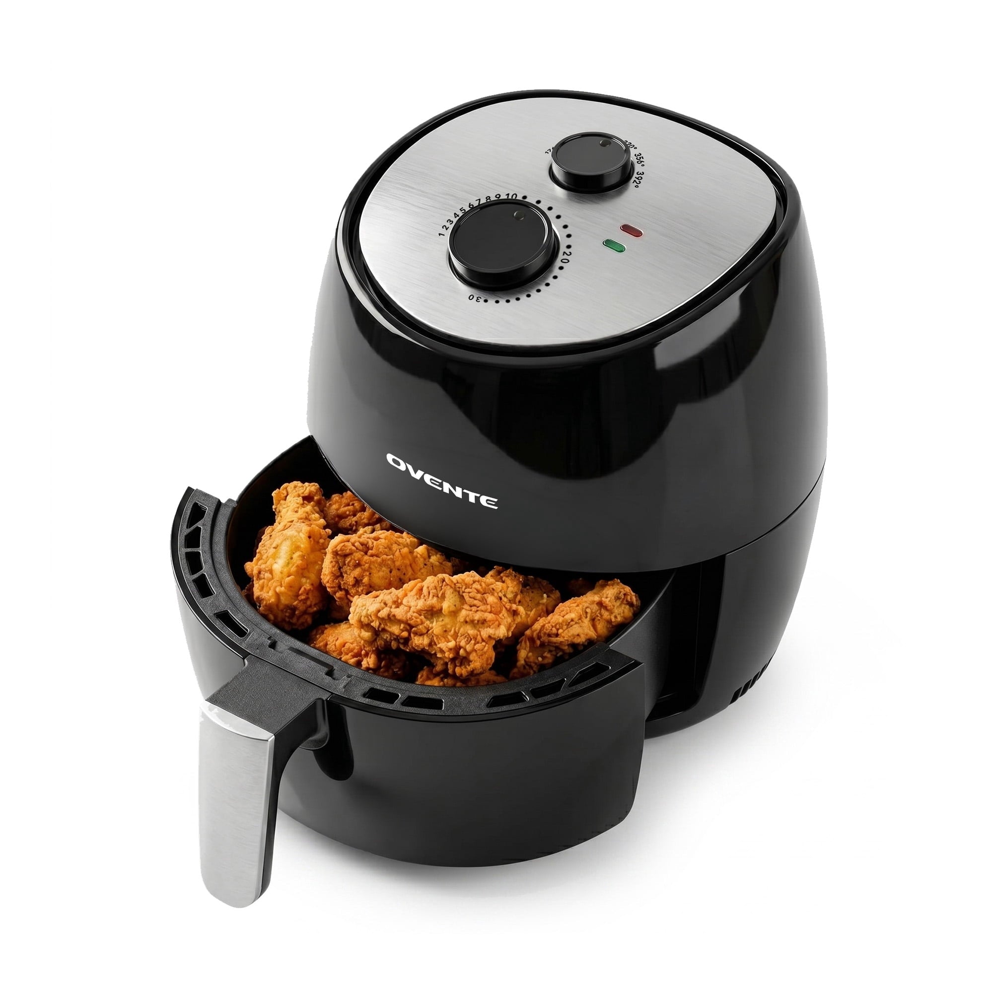 OVENTE Compact Air Fryer for Healthy and Oilless Cooking, 3.2 Qt Nonstick & Dishwasher Safe Basket, 1300W Electric Cooker w/ Adjustable Temperature Control, 30Min Timer & Auto Shutoff, FAM11320B