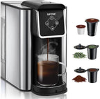 SIFENE 3-in-1 Single Serve Coffee Maker, Compatible with K Cup Capsules & Grounds, Tea Maker, 6-10 Oz Brew Sizes, 50 Oz Removable Reservoir, Fast Brew, Compact Design, 120V 1150W, Black