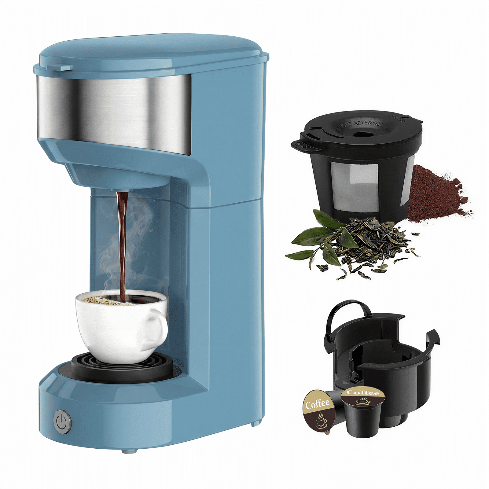 Single Serve Coffee Maker for K Pod, 2-in-1 Coffee Maker Single Serve & Ground Coffee Brewer, Quick Brew 6 to 14oz Brew size Carefree Auto Shut-off Small Coffee Machine for Apartment