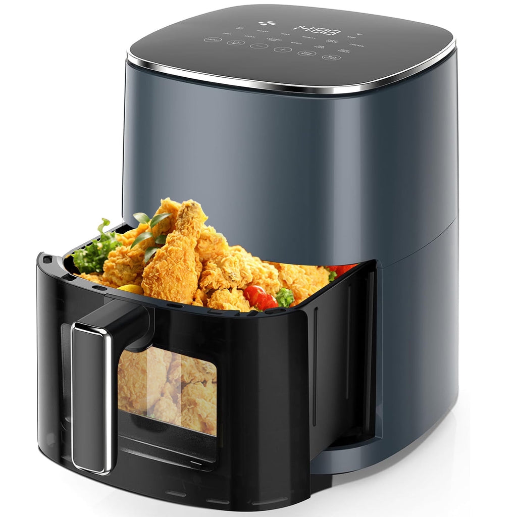 Beddle 6 Qt Compact Air Fryer Toaster Oven with Digital LED Touchscreen Electric Hot Oven, Oilless Multifunctional Cooker with Auto Shut-Off,Gray
