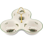 Spode Christmas Tree 3 Section Server with Tree Handle - Divided Serving Tray for Nuts, Candies, Condiments, Holiday Treats - Festive Earthenware Tableware for Seasonal Entertaining & Hosting