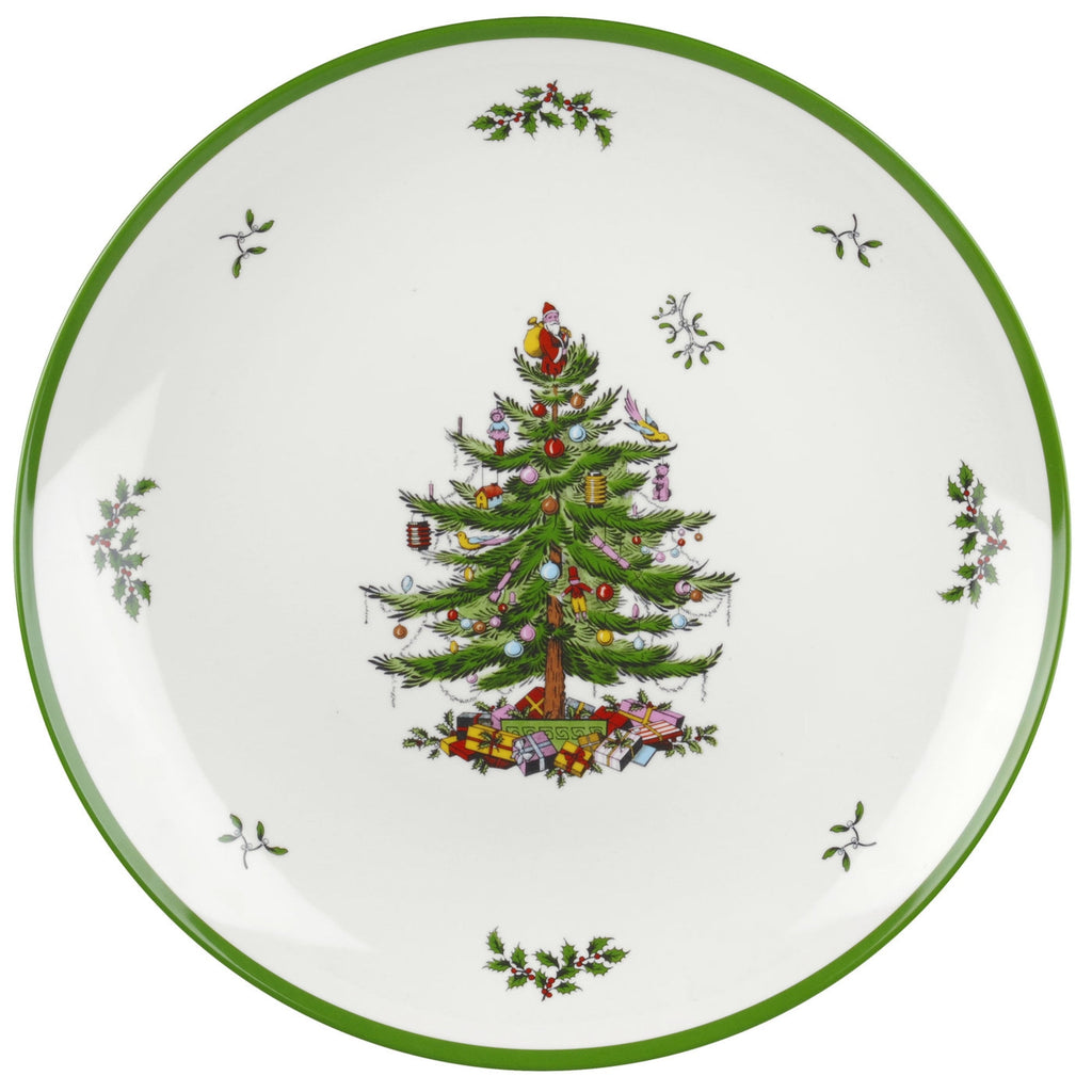 Spode Christmas Tree Melamine Round Platter - 14 Inch Shatterproof Serving Plate for Holiday Meals, Holiday Party - Festive Tableware for Indoor & Outdoor Use, Dishwasher Safe Christmas Dinnerware