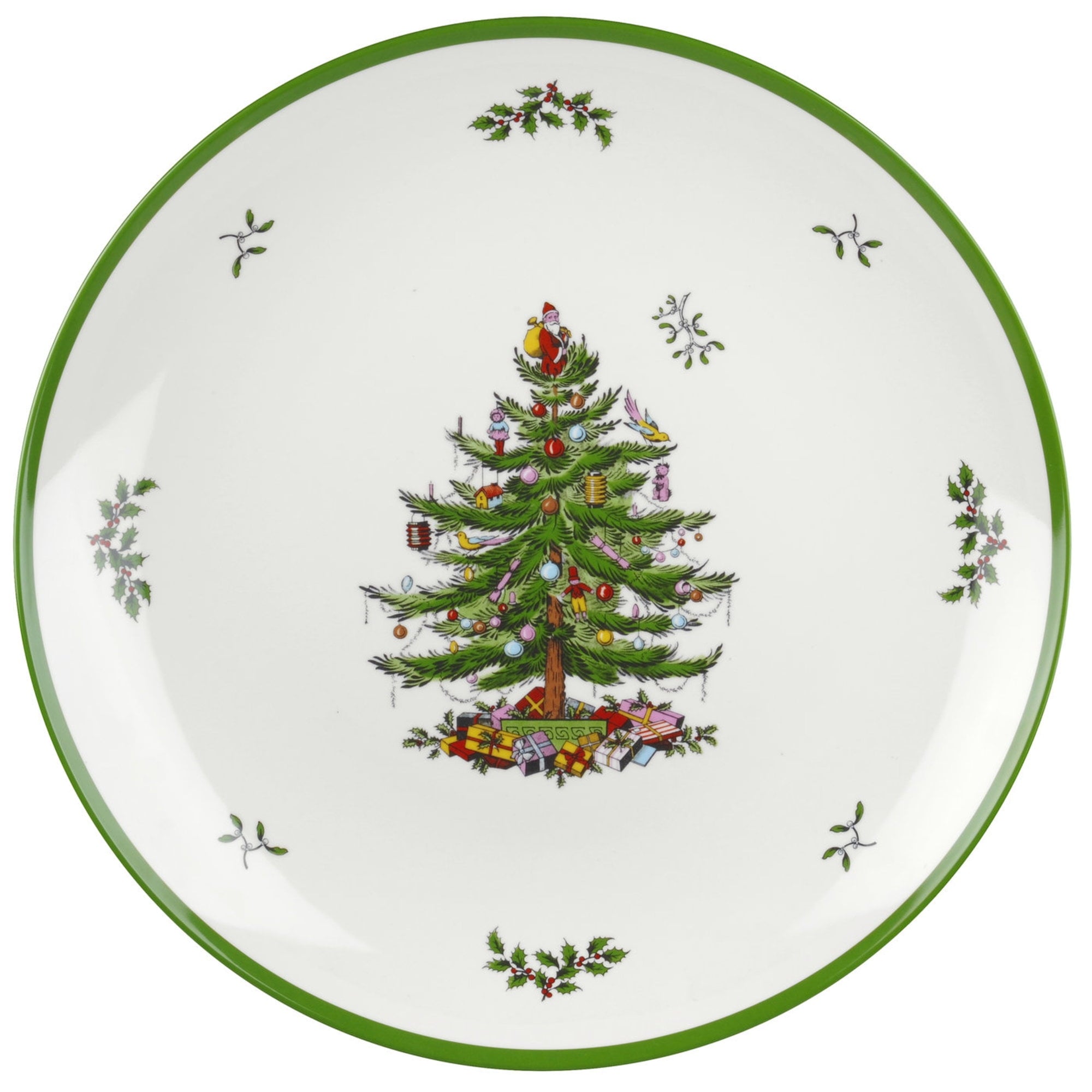 Spode Christmas Tree Melamine Round Platter - 14 Inch Shatterproof Serving Plate for Holiday Meals, Holiday Party - Festive Tableware for Indoor & Outdoor Use, Dishwasher Safe Christmas Dinnerware