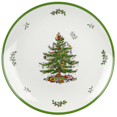 Spode Christmas Tree Melamine Round Platter - 14 Inch Shatterproof Serving Plate for Holiday Meals, Holiday Party - Festive Tableware for Indoor & Outdoor Use, Dishwasher Safe Christmas Dinnerware
