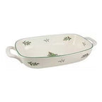 Spode Christmas Tree Oval Breadbasket, 12 Inch Handled Bowl for Fruit, Bread, Cookies - Porcelain Gift, Holiday Serveware & Oven to Table Lasagna Dish, Dishwasher Safe Tableware