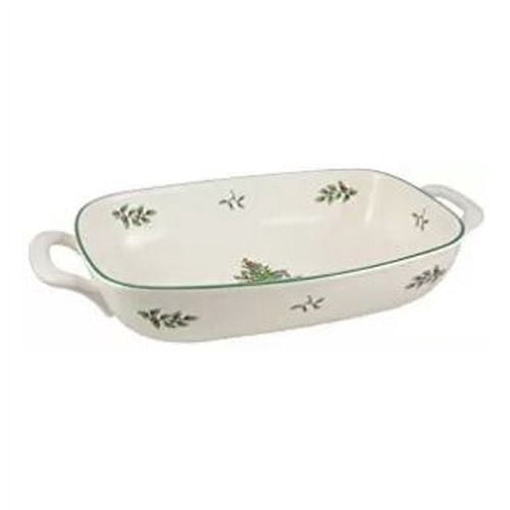 Spode Christmas Tree Oval Breadbasket, 12 Inch Handled Bowl for Fruit, Bread, Cookies - Porcelain Gift, Holiday Serveware & Oven to Table Lasagna Dish, Dishwasher Safe Tableware