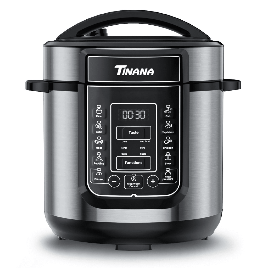 TINANA 6 Qt Electric Pressure Cooker 9-in-1, 14 Presets Instant Multi-Function Pot, Slow Cooker, Rice Cooker, Cake Maker, Non-Stick, Stainless Steel