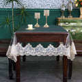 XmhyTop-A Clear PVC Tablecloth 130x180cm Table Cover with Decorative Lace Border for Holiday Party Kitchen,T07