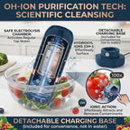 Pure pod Produce Cleaner - Portable Fruit and Vegetable Washing Machine, IPX7 Waterproof Cordless Device for Berries&Meat,OH-ion Food Purifier for Deep Cleaning ,Stainless steel electrode