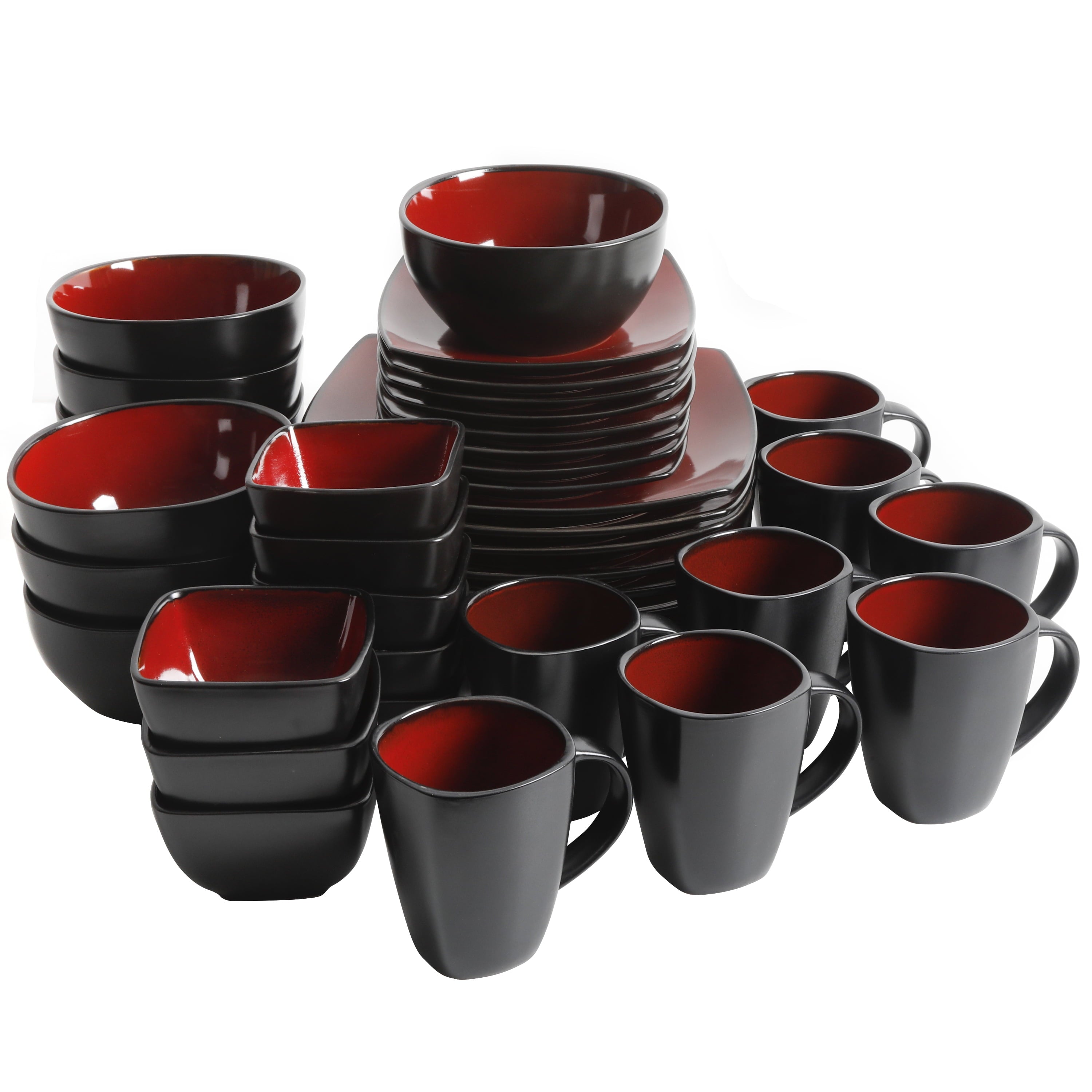 Gibson Home Modern Stoneware Dinner Plates - Soho Lounge Square 40-Piece Dinnerware Set