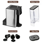 SIFENE 3-in-1 Single Serve Coffee Maker, Compatible with K Cup Capsules & Grounds, Tea Maker, 6-10 Oz Brew Sizes, 50 Oz Removable Reservoir, Fast Brew, Compact Design, 120V 1150W, Black