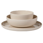 Gibson Home Candy Skies 12 Piece Unbreakable Wheat Straw Melamine Plates and Bowls Dinnerware Set - Outdoor, Camping, & Everyday Use - Matte Exterior/Shiny Interior Taupe Cream