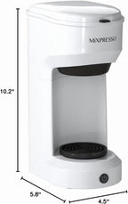 Mixpresso Single Serve Coffee Brewer, K Cup Compatible & Ground Coffee, White