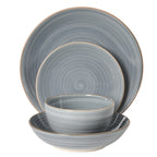 Gibson Home Stonebury 16 Piece Plates and Bowls Assorted Color Dishes - Handpainted Stoneware Dinnerware Set - Service for 4