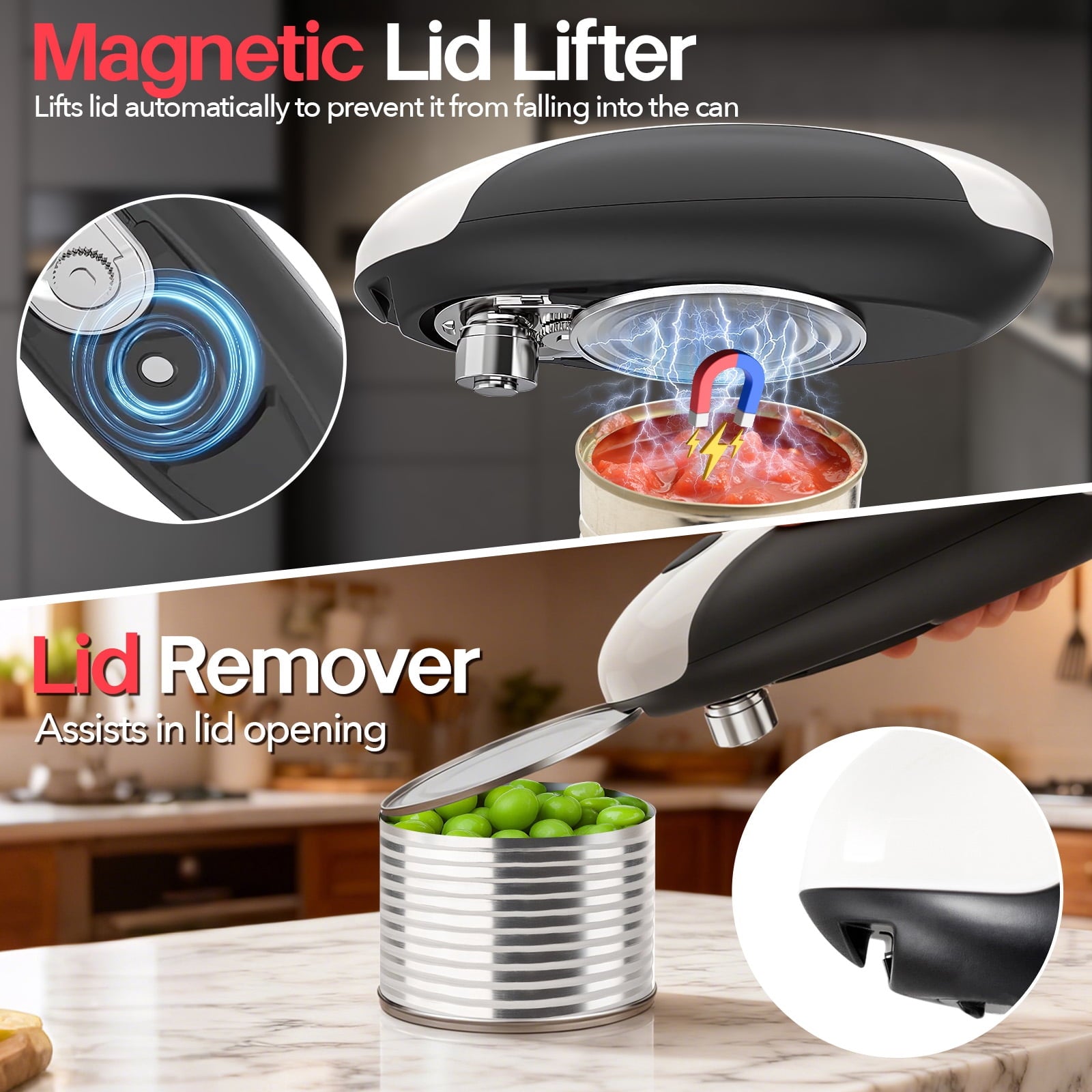 YARRAMATE Electric Can Opener, One-Touch Rechargeable Automatic Can Opener Fits All Cans Sizes-Smooth Edge for Kitchen with Storage Bag Portable for Travel