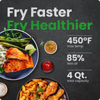 Chefman 4 Qt Compact Digital Touch Air Fryer w/ Hi-Fry & Shake Reminder - Black