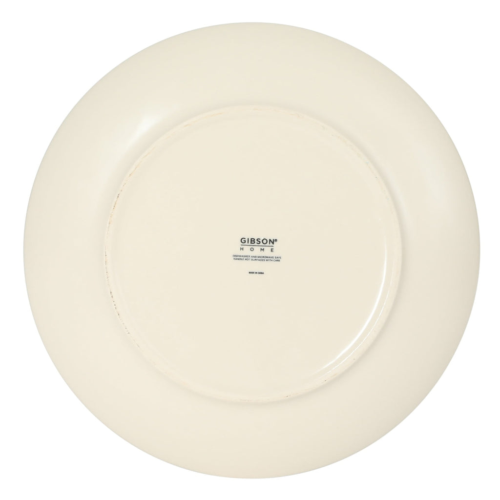 Gibson Home Admiral Hall 12-Piece Matte Stoneware Dinnerware Set – Dinner Plates, Salad Plates & Bowls with Blue Floral Pattern, Durable Everyday Dish Set, Microwave & Dishwasher Safe