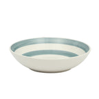 Gibson Home Kenwood Shores 16 Piece Stoneware Dinnerware Set, Hand-Painted Plates and Bowls, Service for 4 - Blue Striped