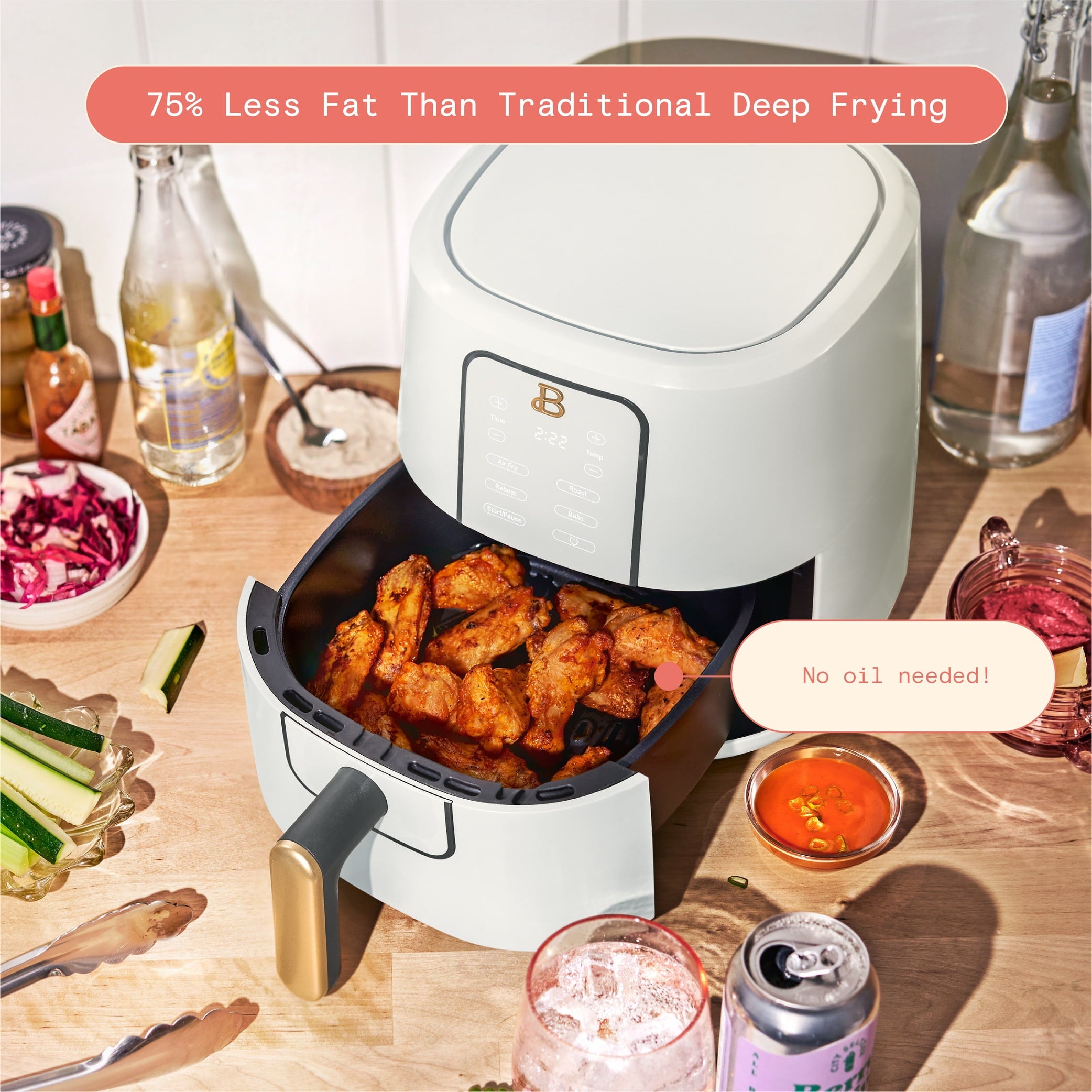 Beautiful 3QT Air Fryer with TurboCrisp Technology, White Icing by Drew Barrymore
