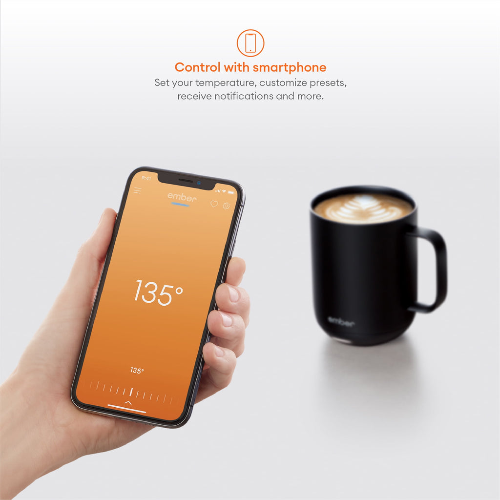 Ember Temperature Control Smart Mug 2, 14 oz, Black, Up To 1.5-hr Battery Life - App Controlled Heated Coffee/Tea Mug - Improved Design