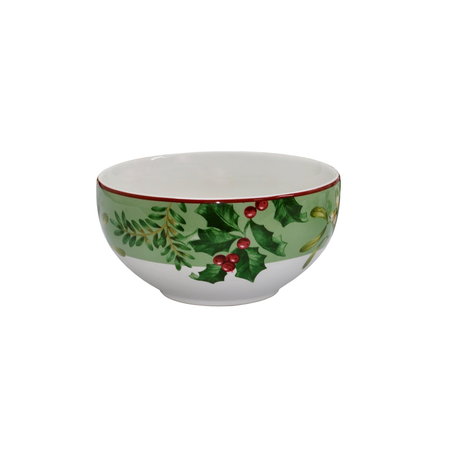 222 Fifth Christmas Foliage Porcelain Dinnerware Set, 12-Piece, Green and White
