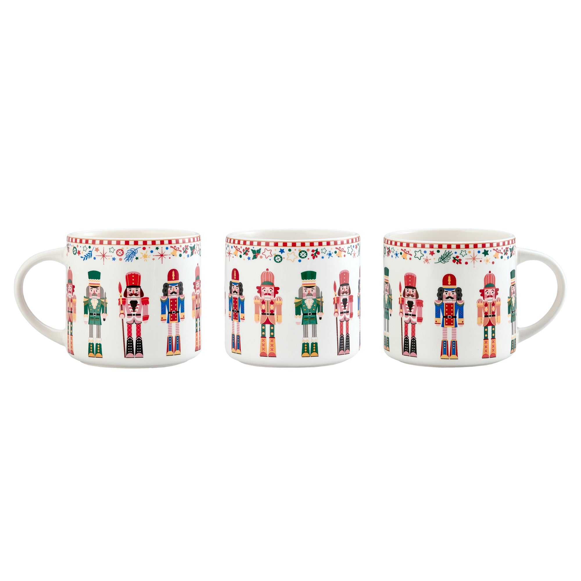 Bico Christmas Soldier Ceramic 19oz Holiday Mugs, Set of 4, for Coffee, Tea, Drinks, Microwave & Dishwasher Safe