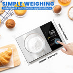 Smart Nutrition Food Scale with LED Touch Display, Tracks Calories, Fat, Carbs & Protein via App, 0.01oz Precision Digital Kitchen Scale for Healthy Eating & Meal Prep(batteries Not included)