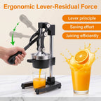 M Buder Manual Juicer, 304 Stainless Steel Hand Juicer Squeezer Easy Juicing, Fruit Squeezer Ergonomic & Easy to Clean Manual Citrus Juicer, Black