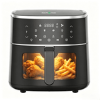 Behome 6QT Air Fryer, 8-in-1 Compact Airfryer for Roast, Broil, Dehydrate,Quick& Easy Meals,Visible Window,Black