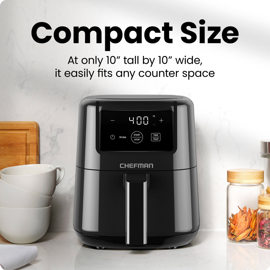 Chefman 2 Qt Compact Air Fryer w/ Digital Display and Shake Reminder - Black