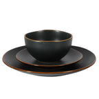Gibson Home Hazeltine 12-Piece Matte Black Ceramic Dinnerware Set