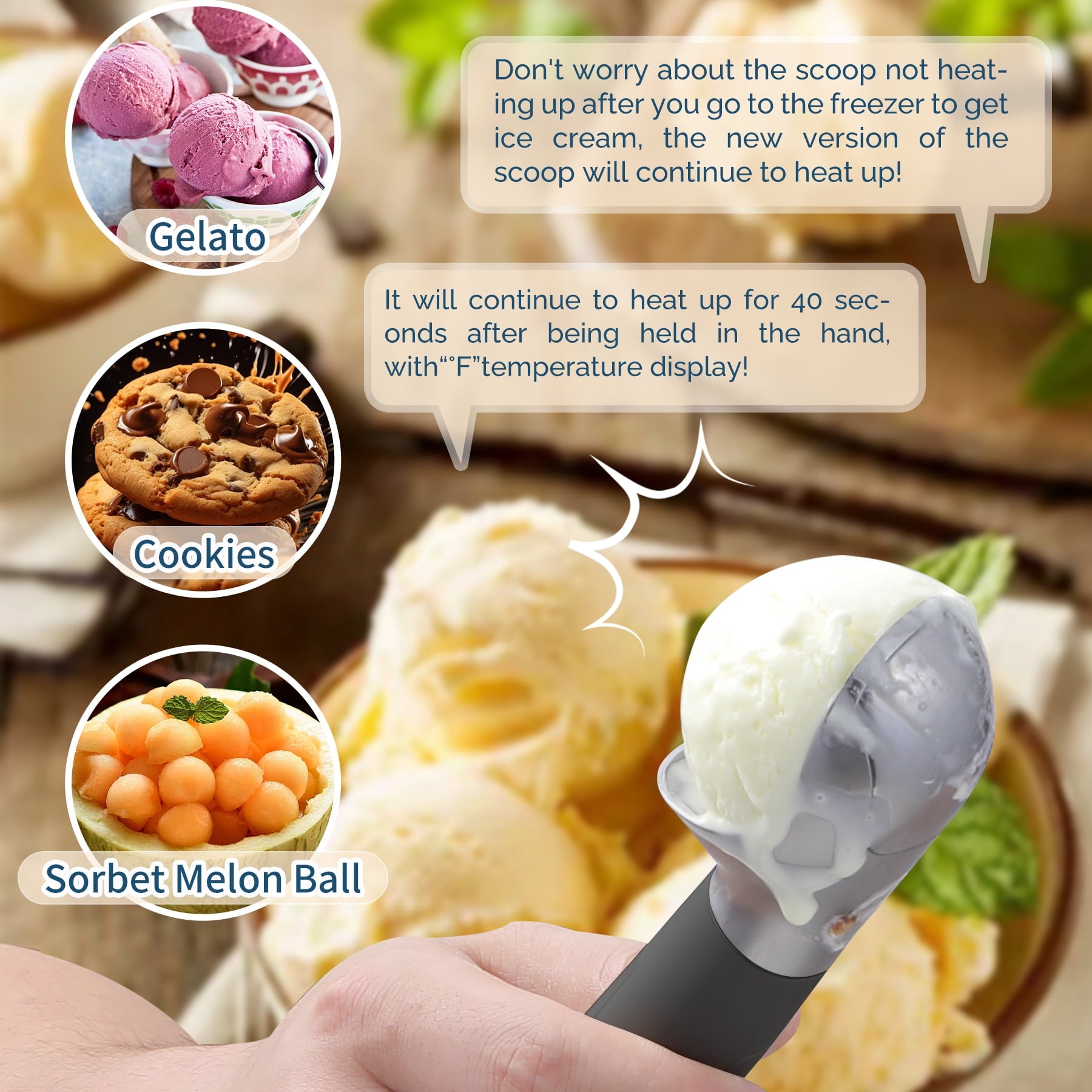 Heated USB Rechargeable Electric Ice Cream Scoop