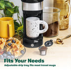 Compact Single Serve Coffee Maker - Brews and Ground Coffee, 6-14oz Reservoir, Space-Saving Design for Home or Office - Perfect for Small Kitchens