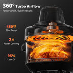 AIRMSEN Portable Glass Air Fryer, 4.8QT & 1.3QT Non-Toxic Glass Bowls, Max 450°F, 4 Preset Modes with Adjustable Time & Temp, Dishwasher-Safe, 1500W