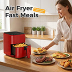 Simenmax 3QT Air Fryer – Compact Digital Personal Air Fryer with 400°F Max Temp, Overheat Protection & Auto Shut-Off, Red