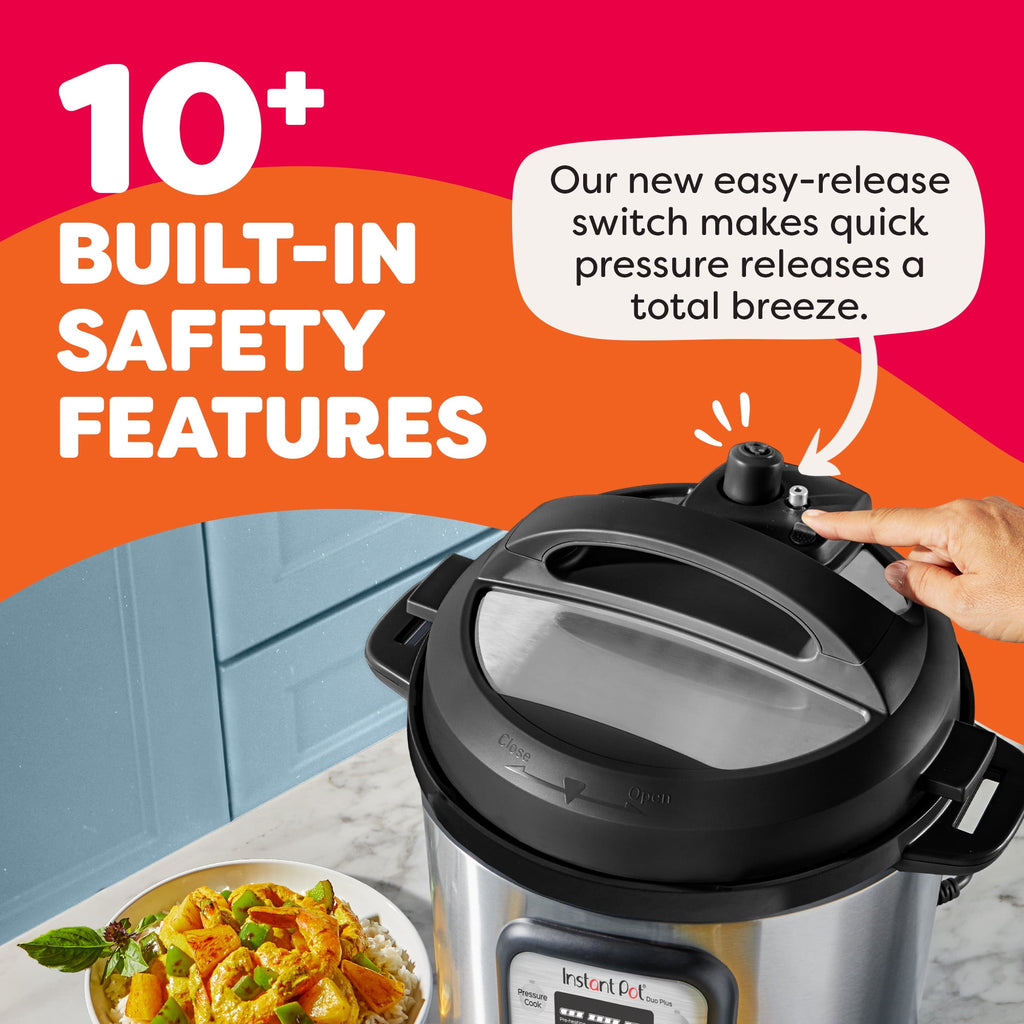 Instant Pot 6Qt Duo Plus 9-in-1 Multicooker, Pressure Cooker, Slow Cook, Rice Maker, Steamer, Sauté, Yogurt, Warmer & Sterilizer, Stainless Steel, 6 Quarts