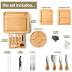 BN-LINK Charcuterie Board Set, 3 Drawers Large Bamboo Cheese Board & Platter with Accessories, House Warming Gift & Holiday Gift