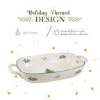 Spode Christmas Tree Oval Breadbasket, 12 Inch Handled Bowl for Fruit, Bread, Cookies - Porcelain Gift, Holiday Serveware & Oven to Table Lasagna Dish, Dishwasher Safe Tableware