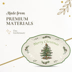 Spode Christmas Tree Oval Festive Tray - 11-Inch Rectangular Earthenware Serving Tray, Holiday Tableware - Seasonal Trays for Entertainment - Dishwasher, Microwave, Oven Safe
