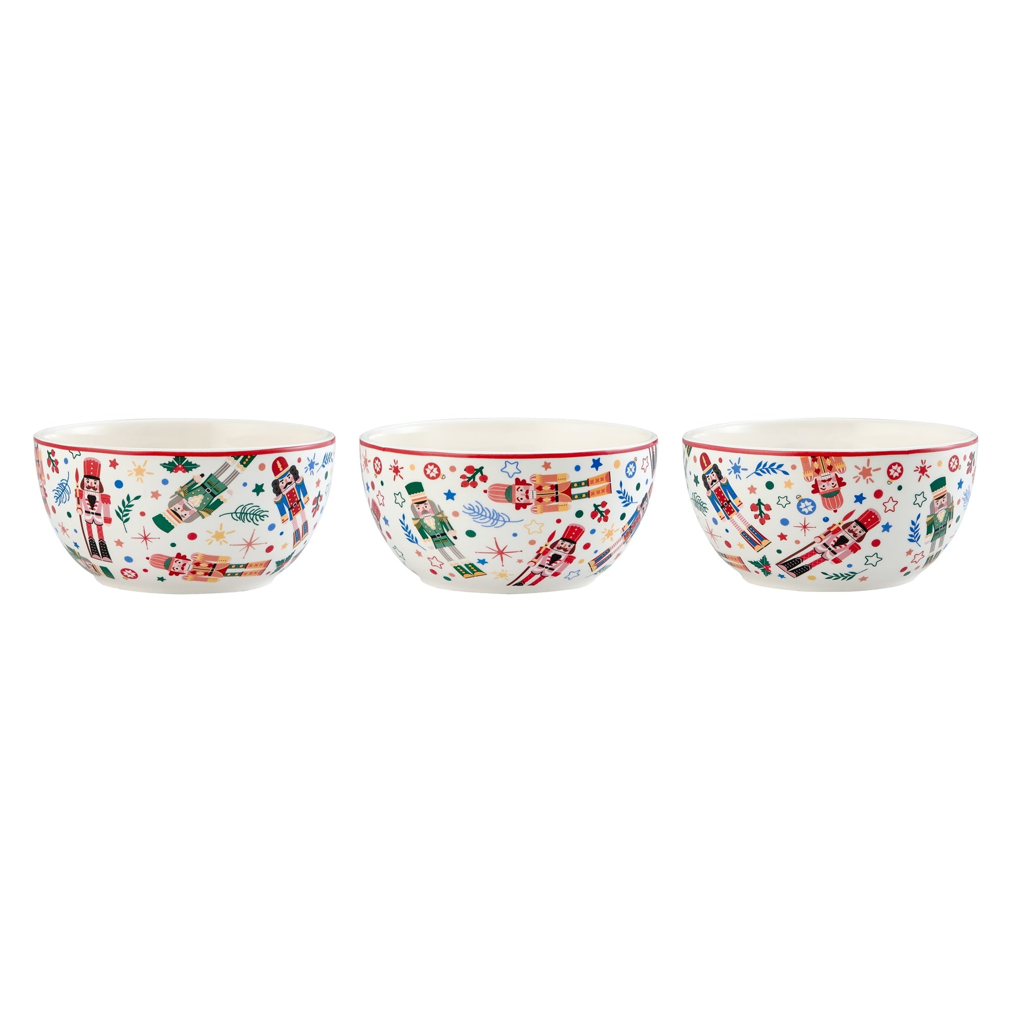 Bico Christmas Soldier Ceramic Holiday Cereal Bowls Set of 4, 26oz, for Pasta, Salad, Cereal, Soup & Microwave & Dishwasher Safe, Scratch Resistant
