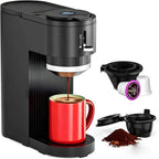 Auseo Single Serve Coffee Maker for K-Cup & Grounds, One Cup Kcup Coffee Machine Hot & Iced ,5 Brew Sizes (6-14 Oz), Fast & Easy Cleaning , Perfect for Home/Office