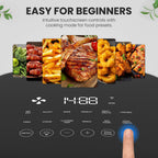 EDX Air Fryer,6 Qt Compact & Large with 400F for Crispy, Electric Multifunctional Cooker with Digital LED, Beige