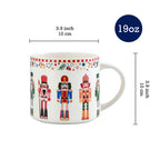 Bico Christmas Soldier Ceramic 19oz Holiday Mugs, Set of 4, for Coffee, Tea, Drinks, Microwave & Dishwasher Safe