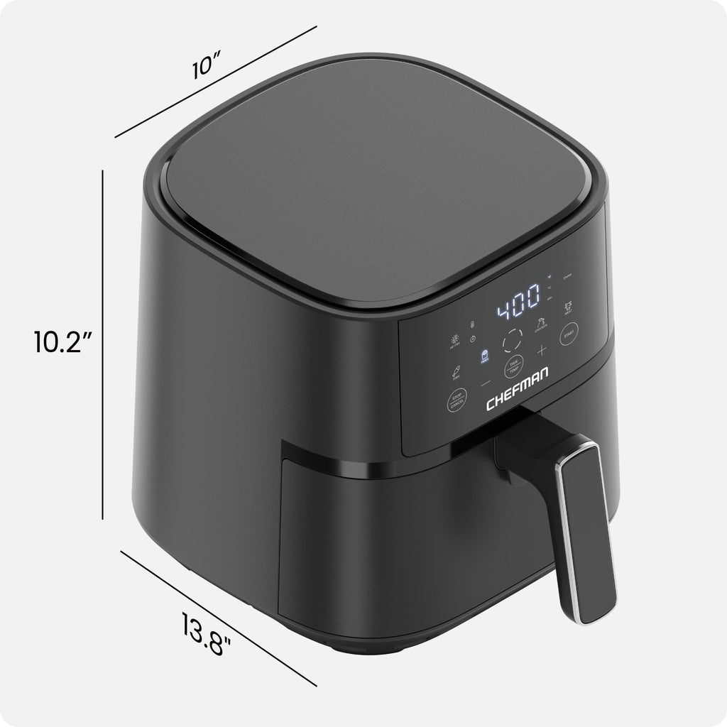 Chefman 4 Qt Compact Digital Touch Air Fryer w/ Hi-Fry & Shake Reminder - Black