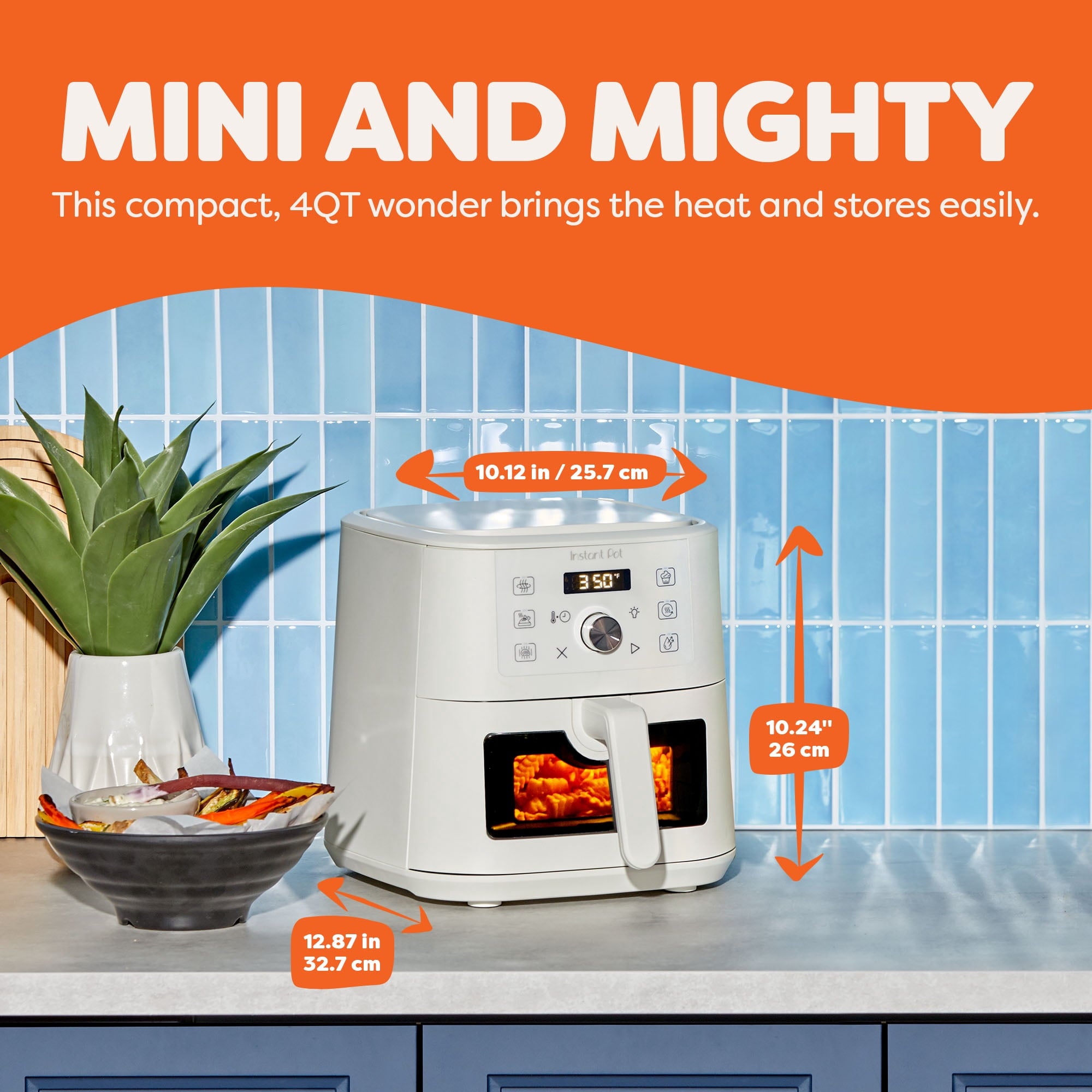 Instant Pot 4QT VORTEX 6-in-1 Mini Air Fryer, Air fry, Bake, Roast, Broil, Dehydrate or Reheat, Sea Salt, 4 Quarts