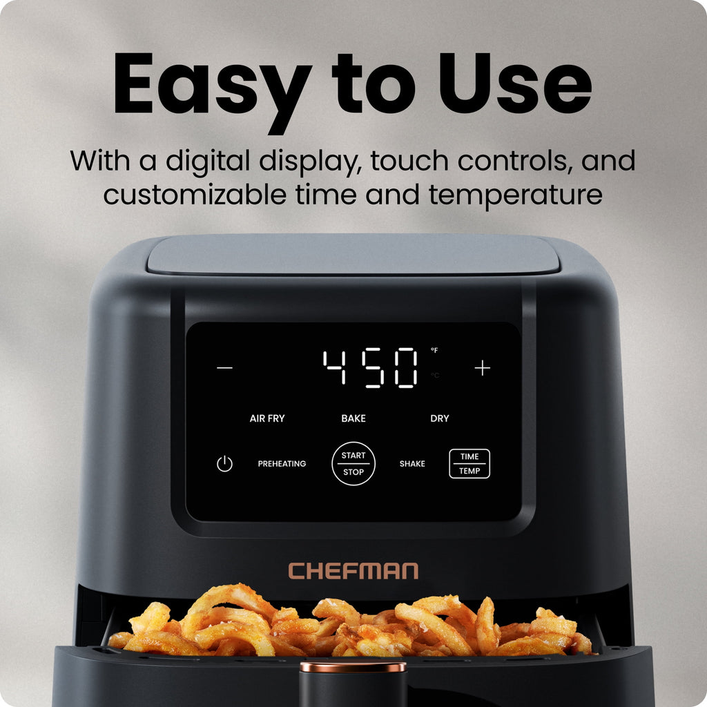 Chefman TurboFry 3-in-1 Air Fryer, 450°F Max Temp with 3.5 Qt. Nonstick Basket – Black