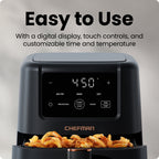 Chefman TurboFry 3-in-1 Air Fryer, 450°F Max Temp with 3.5 Qt. Nonstick Basket – Black