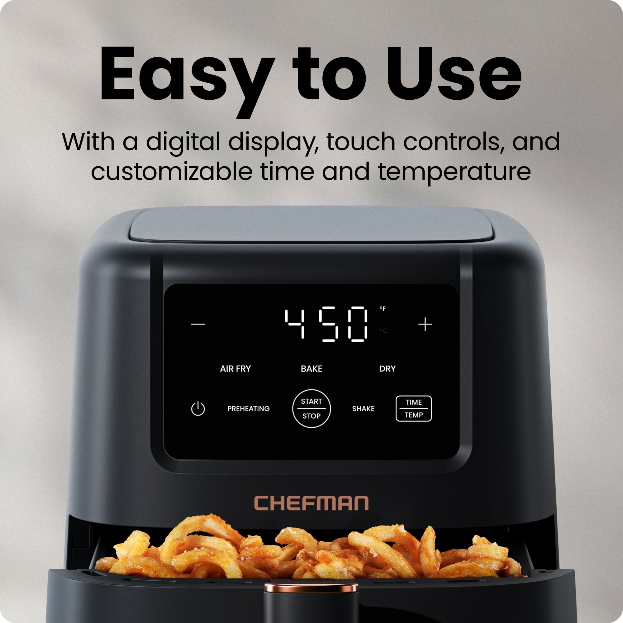 Chefman TurboFry 3-in-1 Air Fryer, 450°F Max Temp with 3.5 Qt. Nonstick Basket – Black